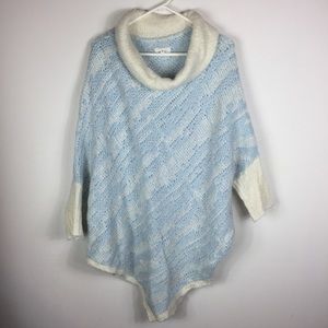 Lou & Grey Blue Knit Sweater Shawl Poncho